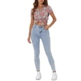 thumbnail image 2 of INSPIRE CHIC Women's Plaid Shirts Point Collar Button Down Blouses XS Watermelon Red Green, 2 of 4