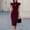Wine, variant on BRGZLK Vintage Bodycon Dress for Women Keyhole Neck High Waisted Church Ruffle Cap Sleeve Solid Color Slim Fit Ruched Dresses Ladies Trendy Midi Pencil Dress Wine