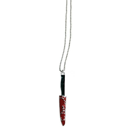 Adult Womens Metal Bloody Knife With Clasp Necklace Halloween Costume Accessory