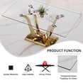 thumbnail image 3 of Sumdeal 70" Luxury Glass Dining Table Room Set for 6,Modern Rectangle Dining Room Table with 6 Velvet Beige Dining Chairs with Golden Leg, 3 of 7