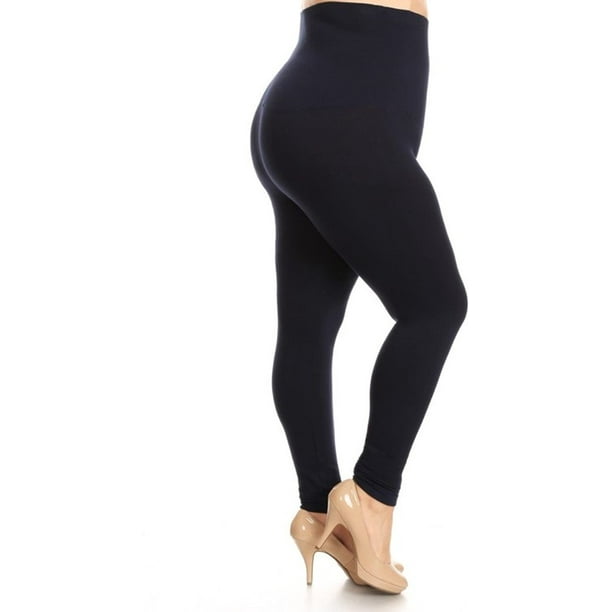 Yelete Legwear High Waist Compression Leggings With French Terry