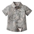 thumbnail image 4 of TOOYOU Boys Shirt Toddler Kids Hawaiiss Clothes Short Sleeve Floral Button Down T Shirt Beach Shirt Tops Size 18-24 Months Grey, 4 of 4