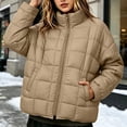 thumbnail image 5 of Puffer Jacket Womens Stand Collar Zip Up Lightweight Casual Quilted Coat With Pockets For Fall Winter, 5 of 8