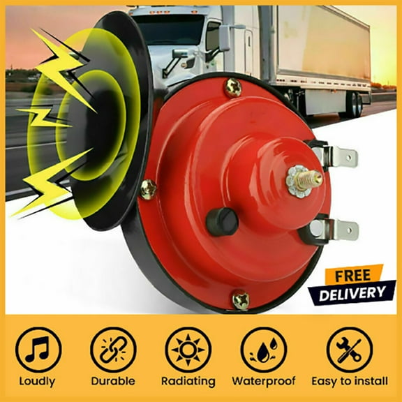 12V Train Automotive Air Horn for Motorcycle Car Truck SUV Boat, Red