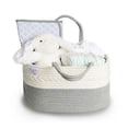 thumbnail image 2 of Organizador de pañales, cesta organizadora de cuerda estilo bohemio, organizador portátil para niños y niñas, organizador portátil para cambiador/coche, blanco lechoso, 2 of 5