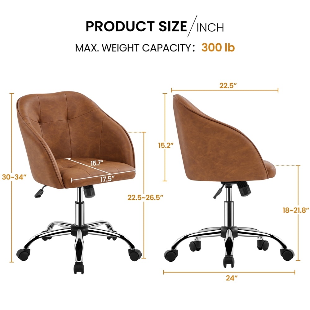 Yaheetech Modern Faux Leather Desk Chair for Home Office,Retro Brown