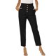 thumbnail image 1 of Pantalones sueltos casuales para mujer, cómodos pantalones de trabajo recortados con bolsillos, cintura alta elástica, pantalones de bolsa de papel, 1 of 5