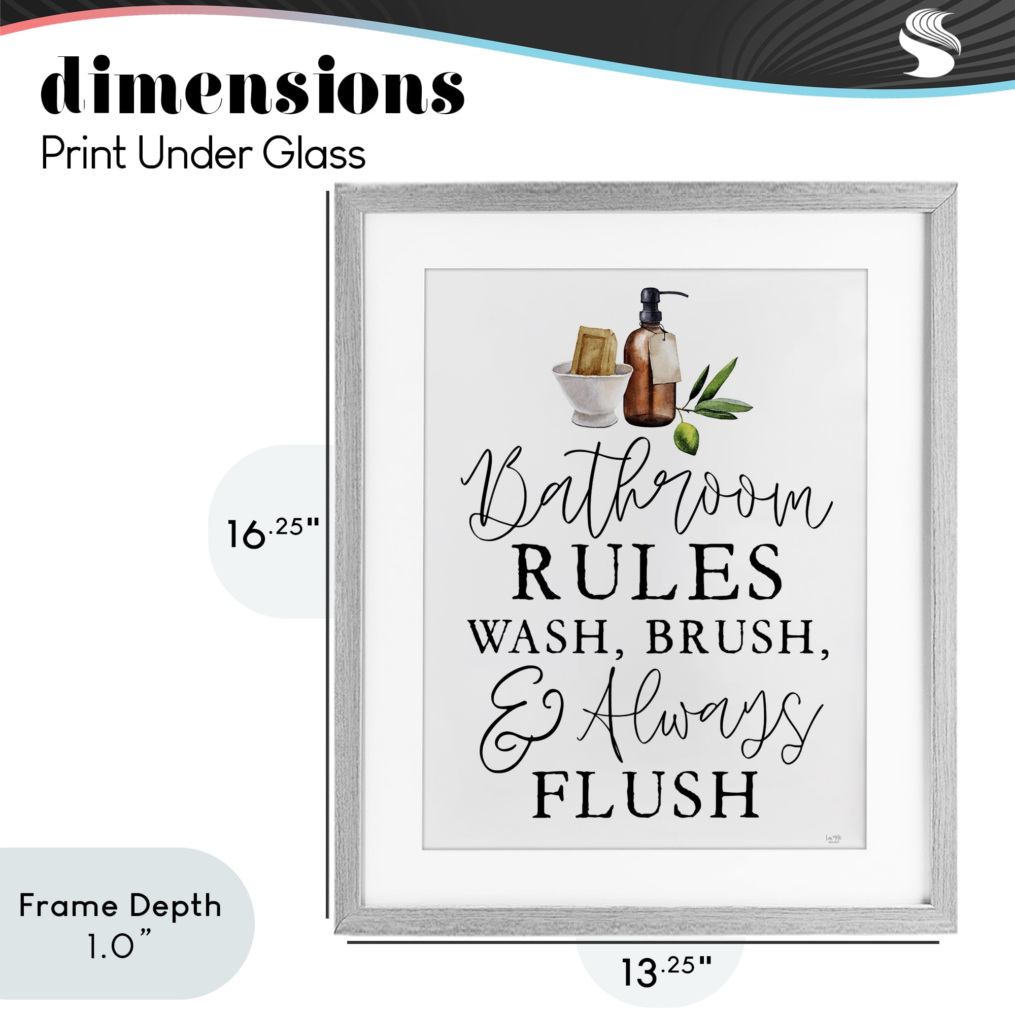 Stupell Industries Wash Brush & Always Flush Gray Framed Print Under Glass, design by Lux + Me Designs