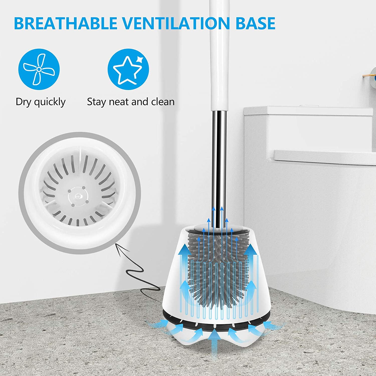 Kepooman Home Toilet Brush & Holder Set for Bathroom Storage Organization, Multi-color Kepooman Home Toilet Brush & Holder Set for Bathroom Storage Organization, Multi-color