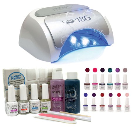 Gelish Harmony Professional Gel Nail Polish LED Lamp + Starter Kit + 16 (Best Professional Gel Nail Kit)