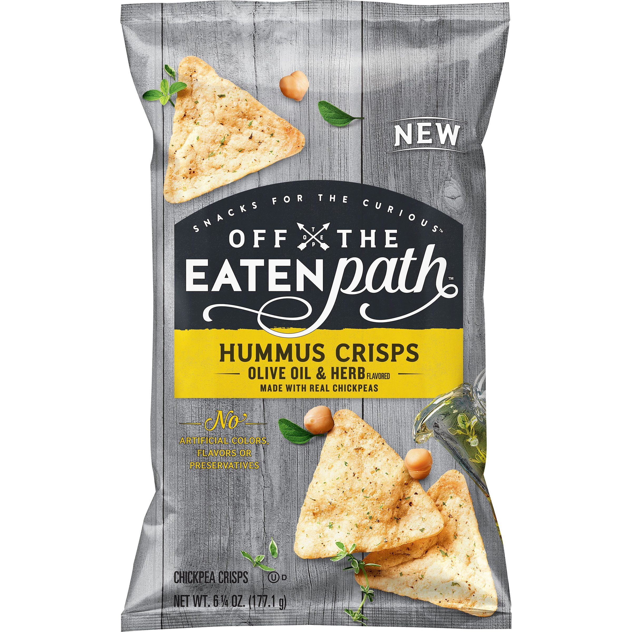 Off the Eaten Path Hummus Crisps, Olive Oil & Herb, 6.25 oz Bag