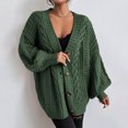 thumbnail image 6 of Womens Oversized Cable Knit Cardigan Sweater Button Front V Neck Long Sleeve Soft Warm Casual Outerwear for Fall Winter Daily Wear Ladies Top, XL, 6 of 6
