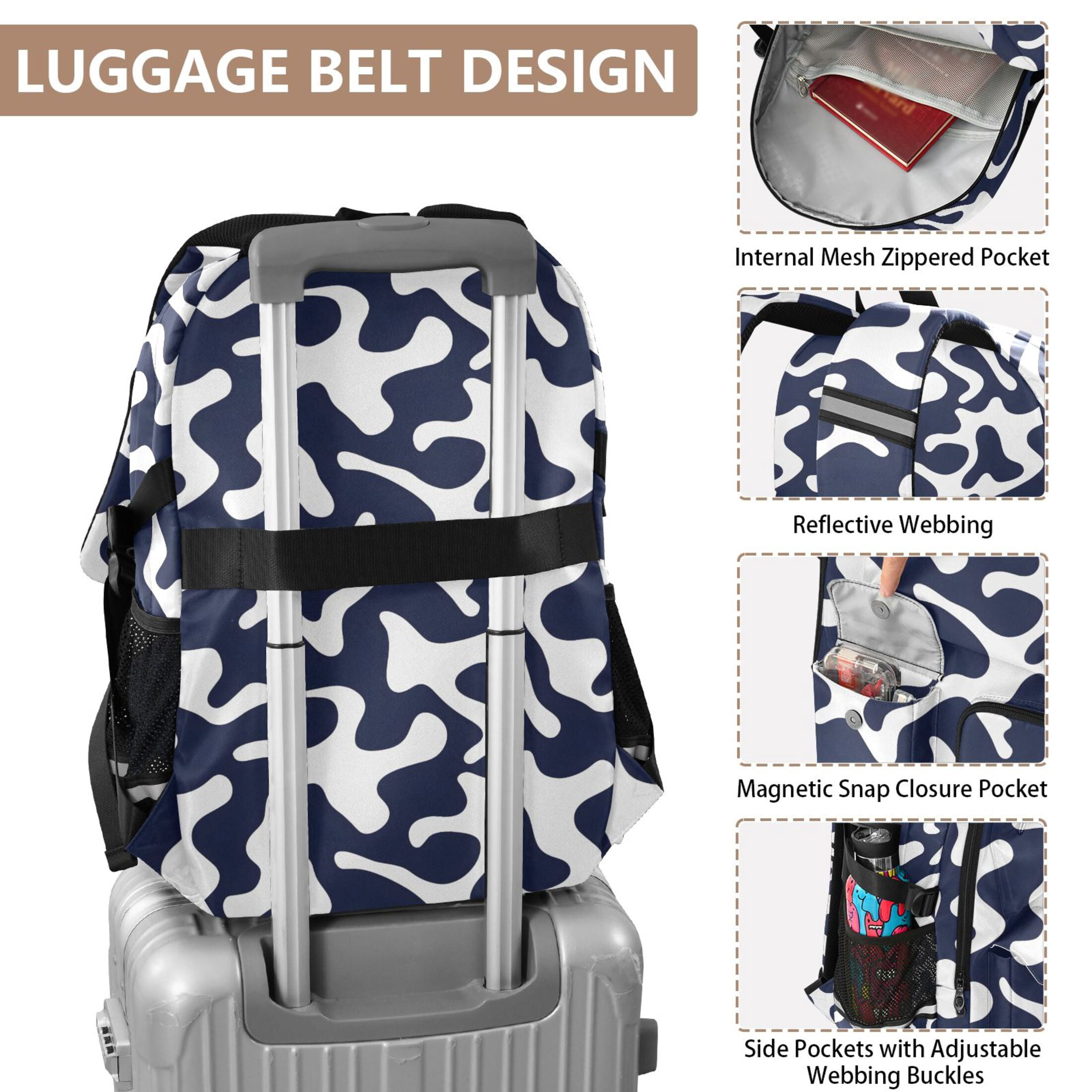 ALAZA Cows Wavy Print Student Backpack School Bookbag Large Laptop Daypack Travel Bag