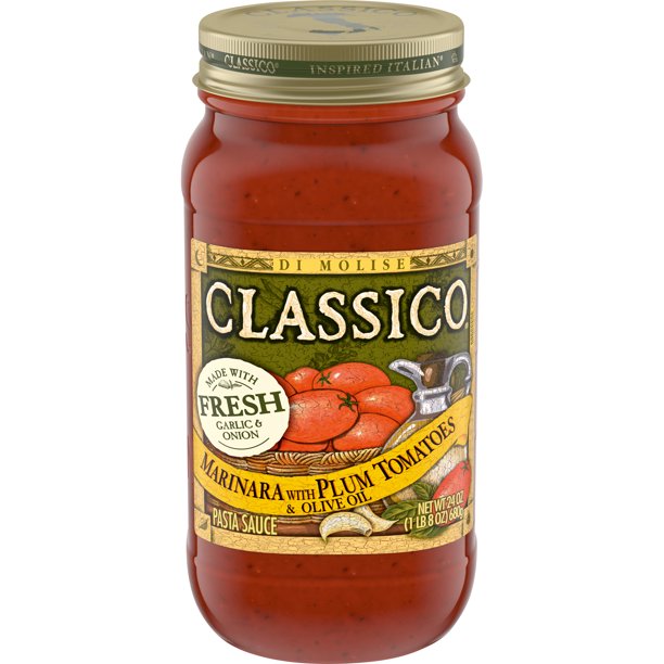 Classico Marinara Pasta Sauce with Plum Tomatoes & Olive Oil, 24 oz Jar
