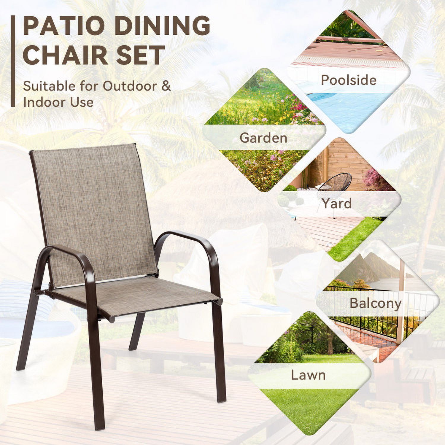 Aimee Lii 2 Pcs Patio Chairs Outdoor Dining Chair with Armrest, Outdoor Patio Set, Gray
