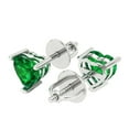 thumbnail image 2 of Clara Pucci 1Ct Emerald Heart Cut VVS1 Screw Back Stud 14k Solid hypoallergenic Gold Designer Earrings For May, 2 of 7