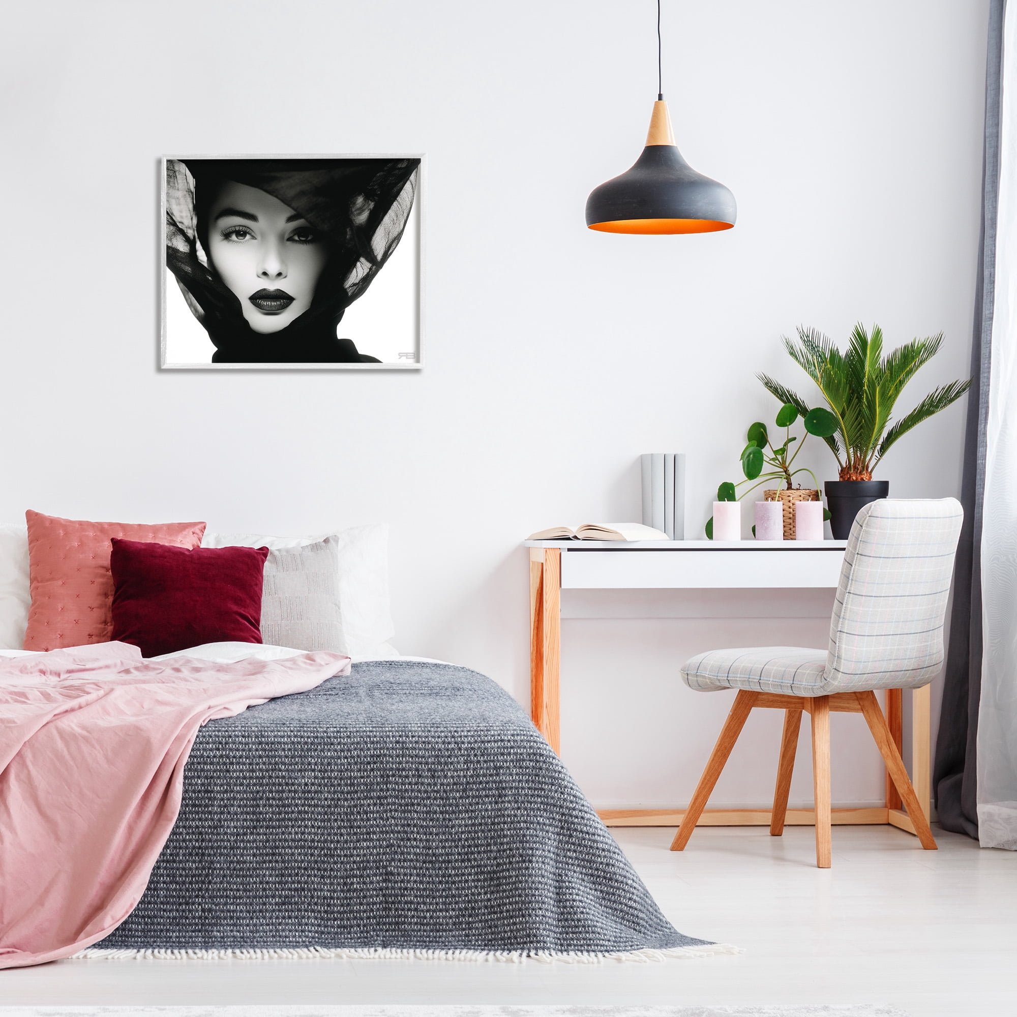 Stupell Industries Intense Woman Gaze Beauty & Fashion Painting White Framed Art Print Wall Art, 30 x 24