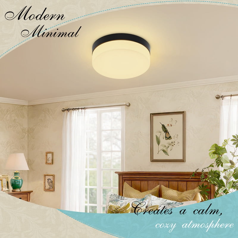 HKMGT 11.5 Inch LED Flush Mount Ceiling Light 5CCT Dimmable 36W Modern Black Close to Ceiling Light for Bedroom Kitchen(1-Pack)