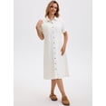 thumbnail image 7 of DARING DIVA Midi Denim Short Sleeve Button Down Tunic Jean Dress L White, 7 of 7
