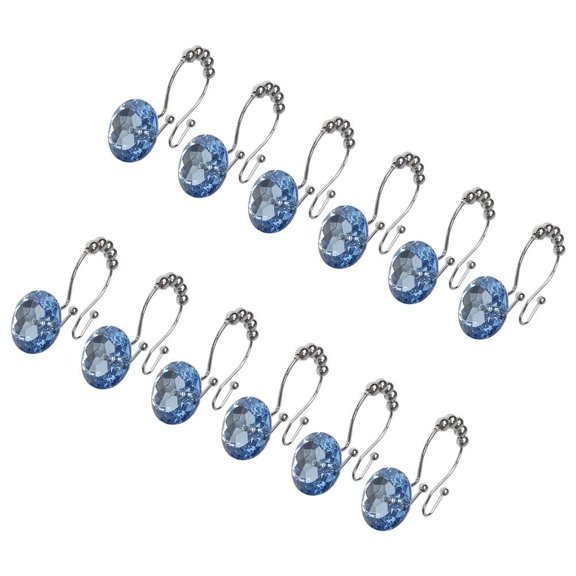 HOOWIFFY 12Pack Rustproof Shower Curtain Hooks Ensures Use for Bathroom Decorators in Blue