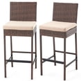 thumbnail image 4 of AVAWING Outdoor Wicker Rattan Bar Stools Set of 2 with Cushion for Backyard & Pool, Brown, 4 of 8