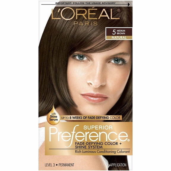 L'Oreal Superior Preference Permanent Hair Color 5 Meduim Brown, Pack of 12