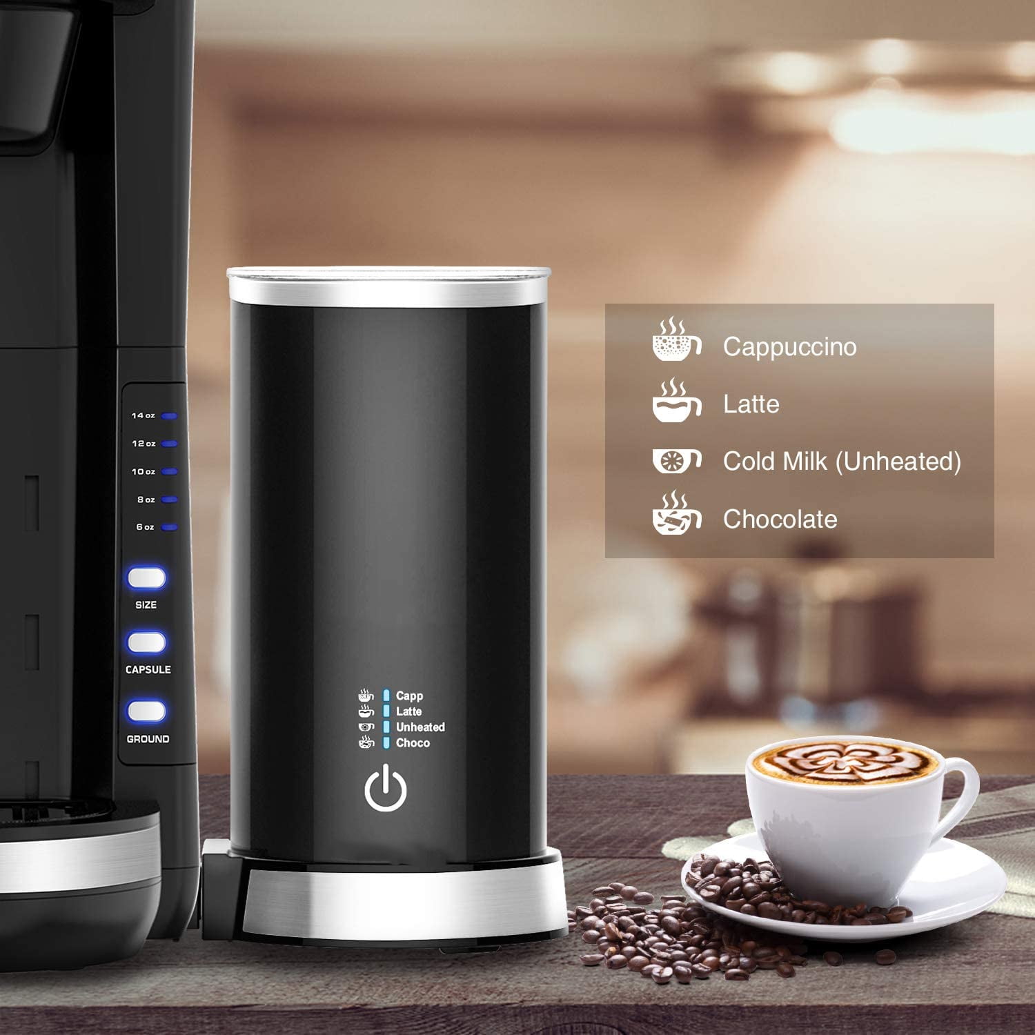 Built in Portable Electric Milk Steamer 2-In-1 Coffee Machine For K Cup Pod & Coffee Ground Latte and Cappuccino Maker Singles Serve Coffee Makers With Milk Frother Built in Portable Electric Milk Steamer 2-In-1 Coffee Machine For K Cup Pod & Coffee Ground Latte and Cappuccino Maker Singles Serve Coffee Makers With Milk Frother