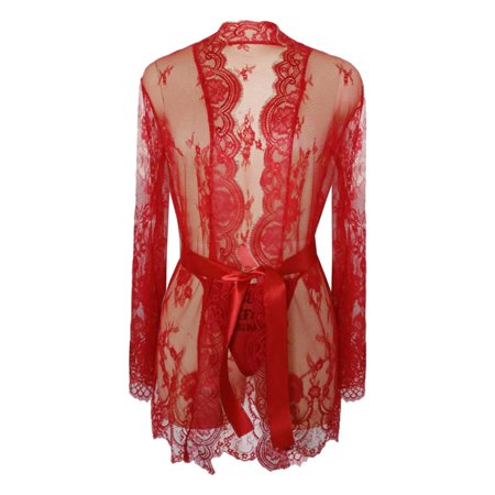 

Lingerie For Women Long Sleeve Lace Belt Lingerie Pajamas Sleepwear