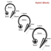 QQTDFG 3 Pcs/lot 16g Stainless Steel Septum Rings Spike Cone Ear Lip Piercing Jewelry-Style3 (Black)