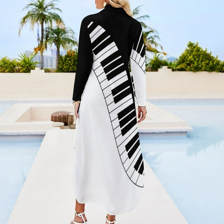 Piano Keyboard Long Sleeved Shirt Dress Dress woman Dance dresses women's evening  dresses summer clothes - Walmart.com