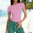 thumbnail image 6 of Vmvidoty Women Cute Polka Dot Jersey Short Sleeve Crop Tshirt Aesthetic Teen Round Neck Slim Baby Tee Shirt Going Out Tops Pink XL, 6 of 7