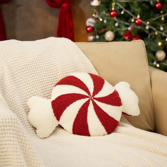 Lindas Almohadas Navideñas, Almohadas Navideñas de Peluche con Forma de Caramelo, Decoraciones Navideñas para el Sofá del Dormitorio en Invierno