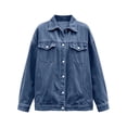 thumbnail image 6 of Oversized Denim Jackets for Women Drop Shoulder Jean Jacket Plus Size Casual Button Down Boyfriend Denim Jean Jackets with Pockets, 6 of 7