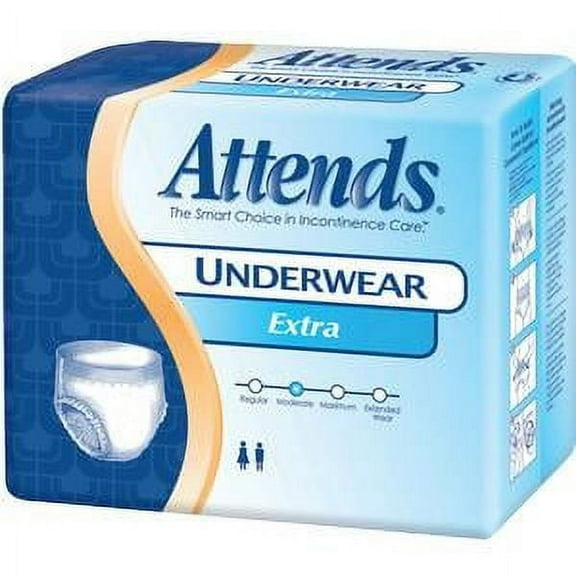 Attends Extra Adult Protective Underwear, Disposable, Medium 34" - 44", Pack of 25