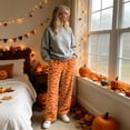 thumbnail image 4 of IYYVV Flannel Halloween Pajama Pants for Women Pumpkin Ghost Print Pjs Pants Fall Winter Soft Loungewear Bottoms Saffron 2XLL, 4 of 6