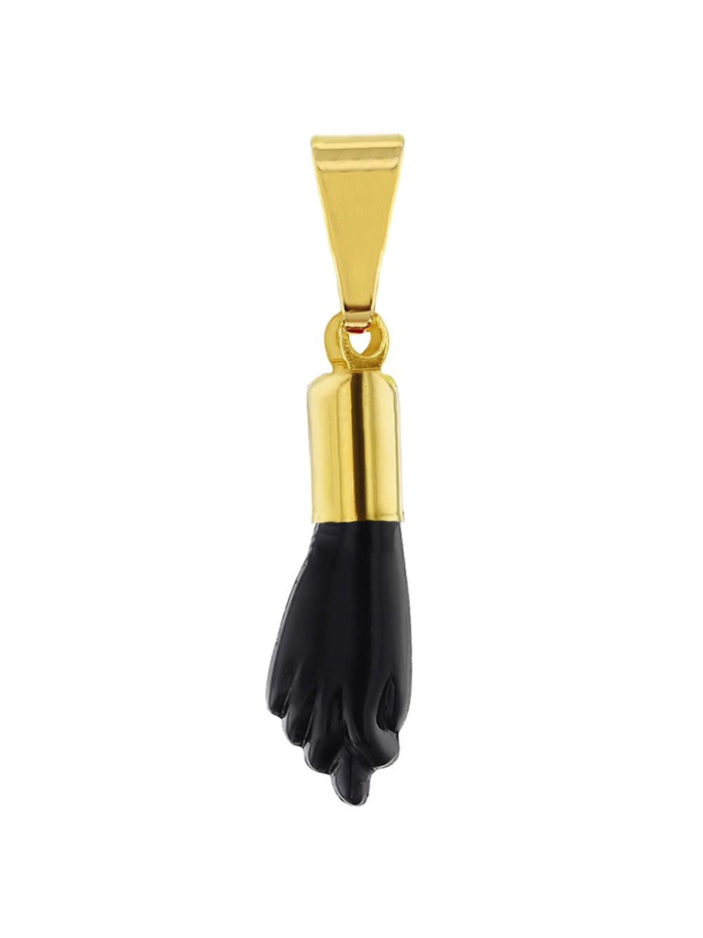 Gold Plated Black Figa Hand Good Luck Charm Evil Eye Protection Amulet Pendant