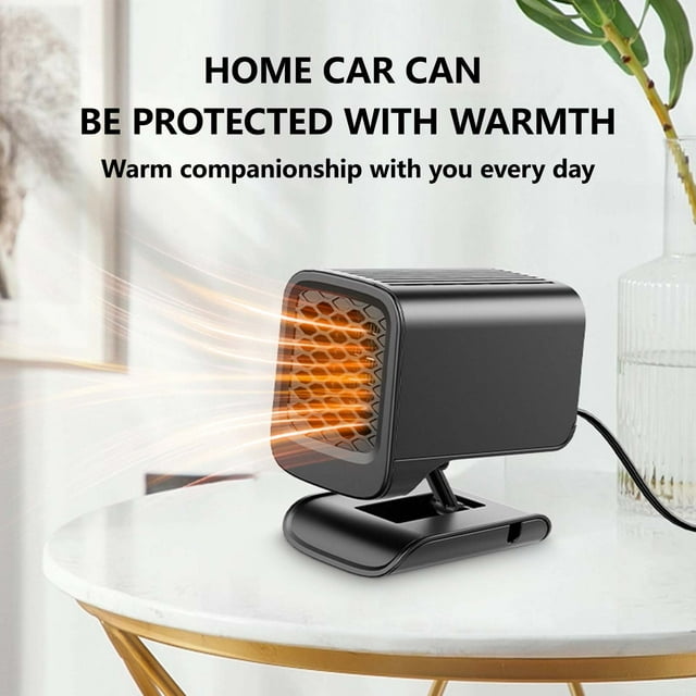 Vggrvlo Car Heater 12V Portable Car Heater that Plugs into Cigarette Lighter Heat Up 200 Square Feet Plug In Car Heater for Windshield Defogger with Suction Holder for Vehicle