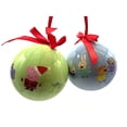 thumbnail image 3 of 60 MM 2 Assorted Blue and Green Peppa Pig Decoupage Christmas Ball Ornaments, 3 of 5