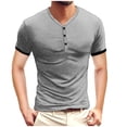 thumbnail image 1 of Floenr Mens T Shirts,Men's Plus Size Shirts Solid Color Short Sleeve T-Shirts Button-Up Shirts, 1 of 5