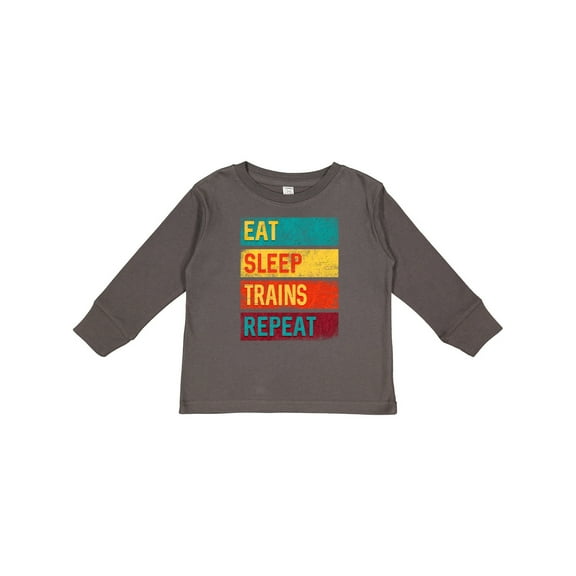 Inktastic Eat Sleep Trains Repeat Boys or Girls Long Sleeve Toddler T-Shirt