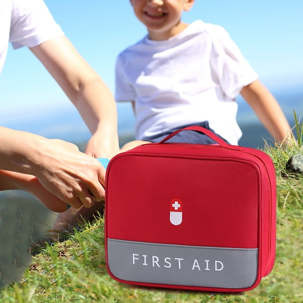 Botiquines De Primeros Auxilios Bolsa de almacenamiento de emergencia Oxford con cremallera útil para viajes familiares (rojo)