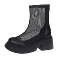 thumbnail image 3 of Aihuaihua Hollow Boots for Women Heel Ankle Boots,Breathable Round Toe Booties Thick Heeled Mesh Boots,Fashion Zippered Dress Boot, 3 of 10