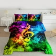 thumbnail image 2 of Manfei Colorful Music Note Full Size Comforter Sets,Rock Music Themed Bedding Comforter Set,Rainbow Musical Pattern Bedding Sets For Child,Breathable Home Decor Reversible,3 Pieces, 2 of 8