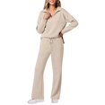 thumbnail image 1 of Conjuntos de Dos Piezas para Mujer, Moda de Otoño 2025, Pantalones Anchos, Conjunto de Estar por Casa, para Viajes y Vacaciones. Caqui Superficial M, 1 of 8