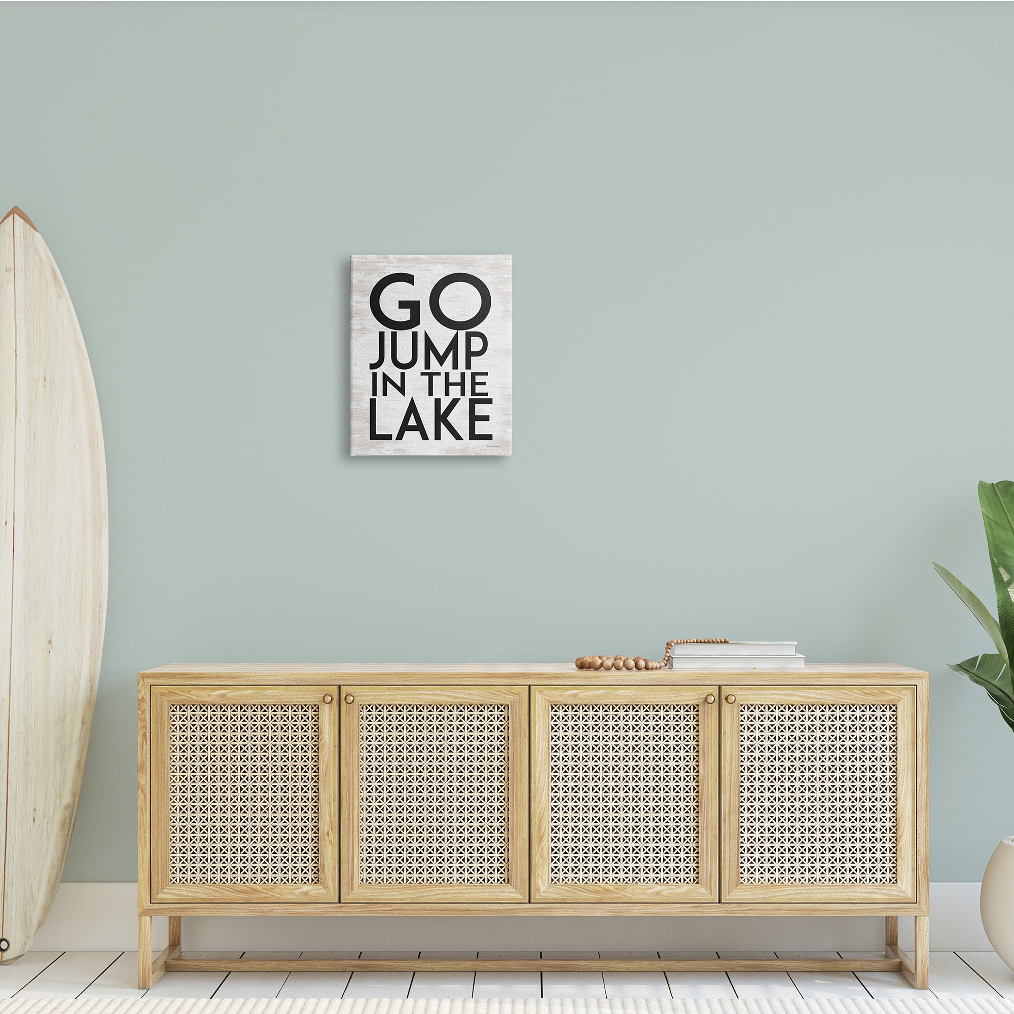 Stupell Industries Go Jump In The Lake Phrase Minimal Rustic, 16 x 20, Design by Lettered and Lined