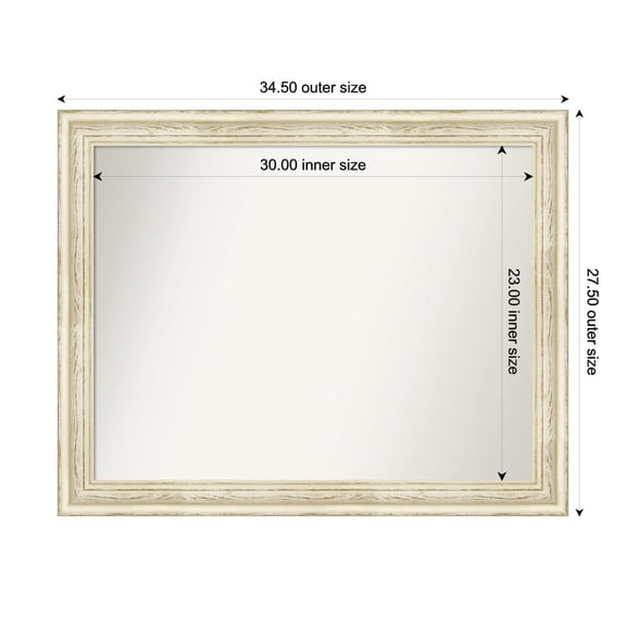 Amanti Art Custom Wall and Bathroom Mirror (27.5 x 34.5 in.), Country White Wash Frame
