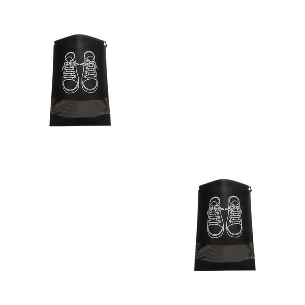 Kearding Bolsa de zapatos Bolsa vacía a prueba de polvo Bolsa de almacenamiento de bolsillo de tela no tejida Bolsa de viaje portátil con Negro 2piezas