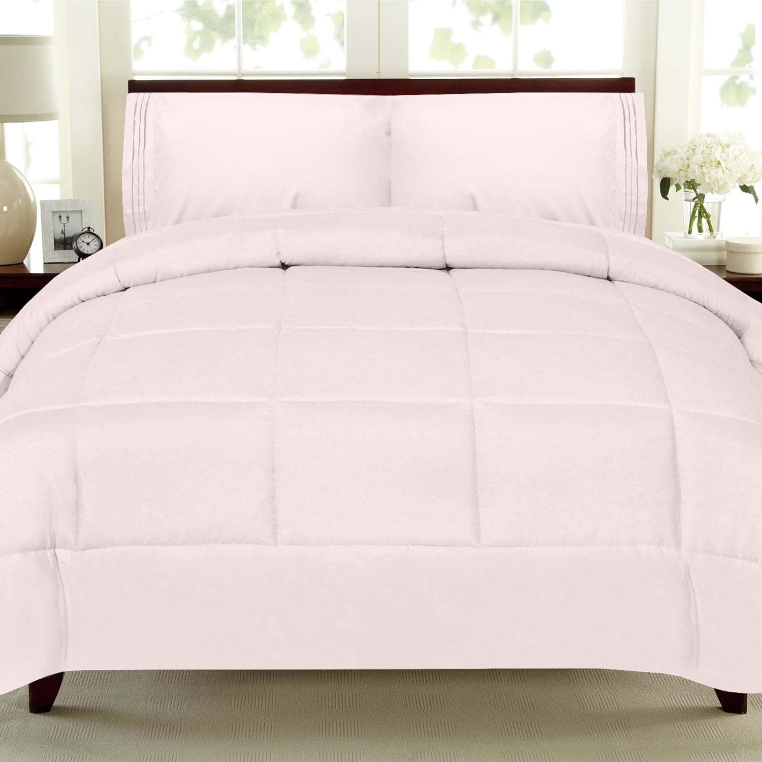 Sweet Home Collection Luxury Pink Solid Print Polyfill Comforters, King