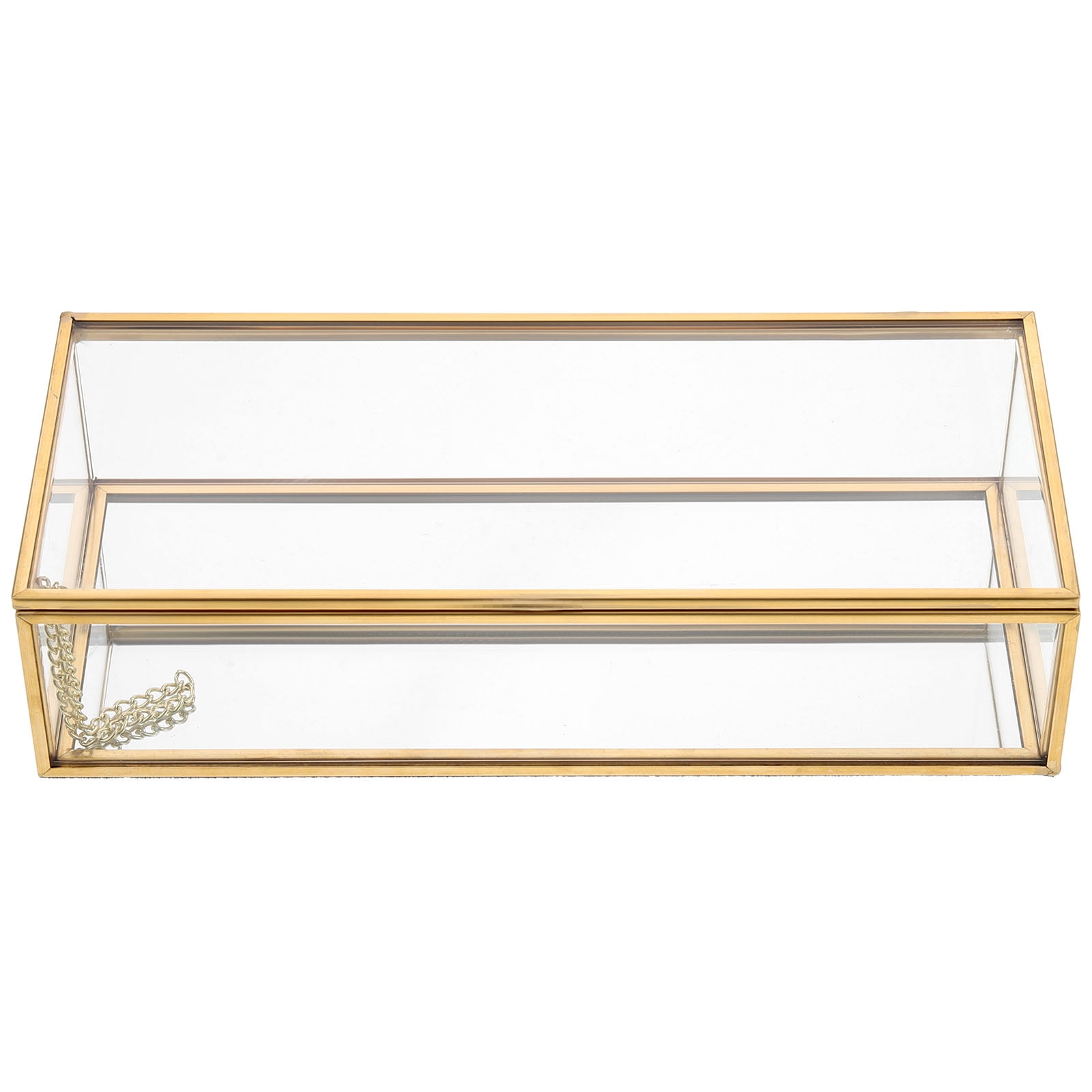 Box Glass Jewelry Case Display Organizer Wedding Vintage Keepsake Clear Holder Flower Trinket Golden Boxes Gift Makeup