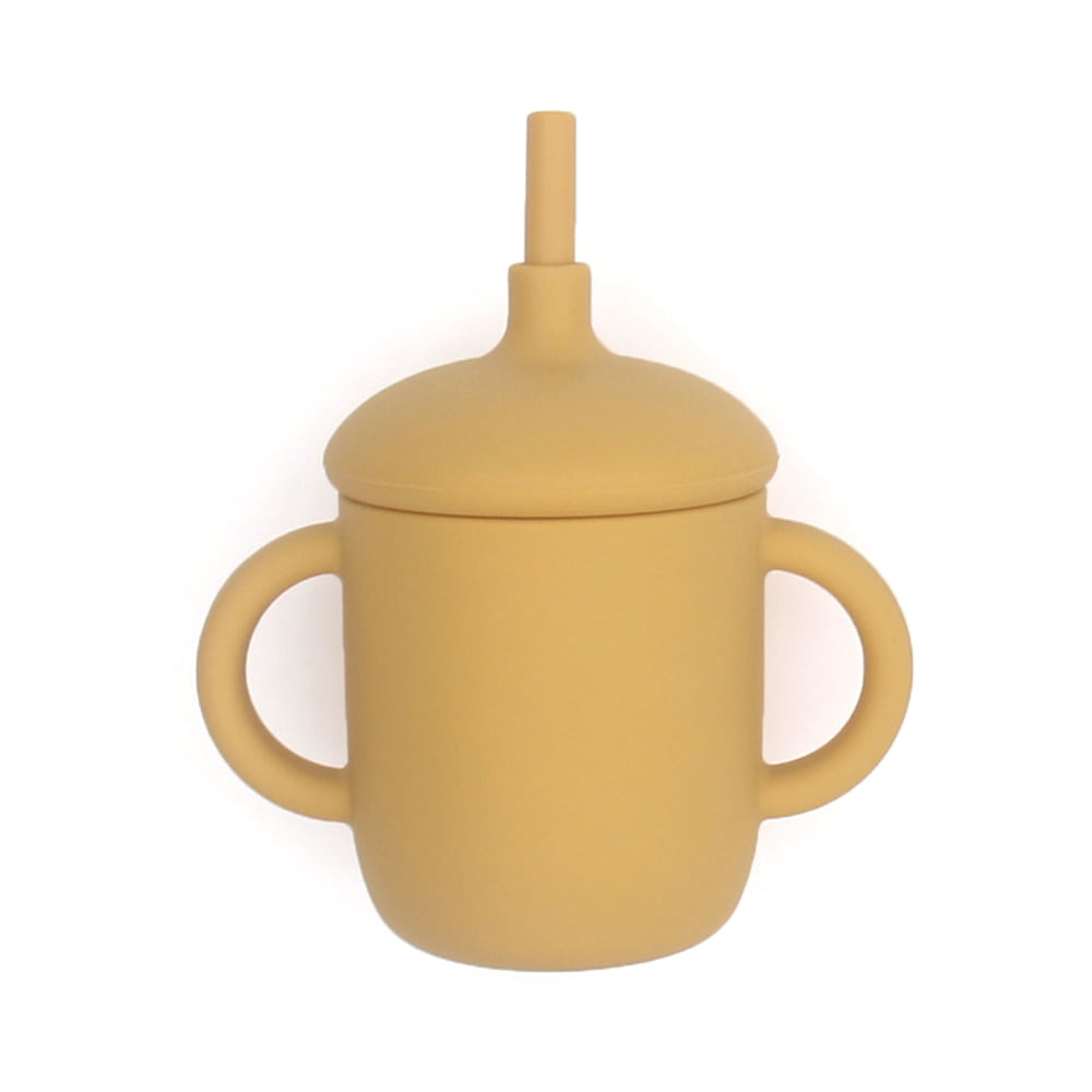 Beige Silicone Sippy Cup with lid and handles by MKS Miminoo USA